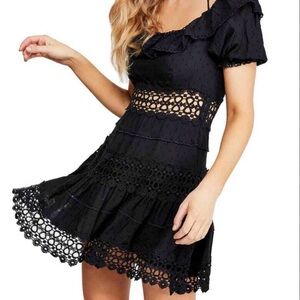 Free People Black Lace Off-Shoulder Dress